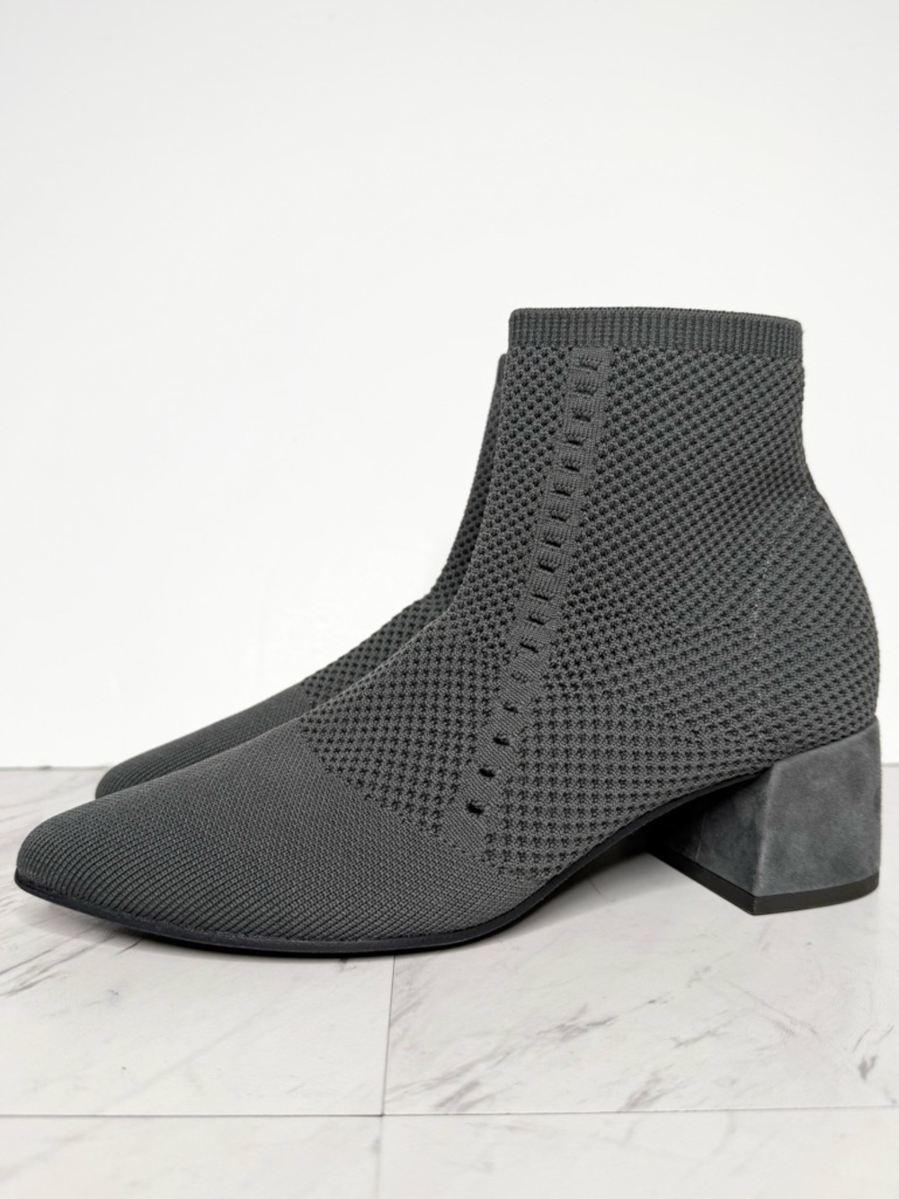 Eileen Fisher Honey Gray Knit Stretch Bootie 9 1/2